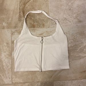 PacSun White Zip Up Crop Top